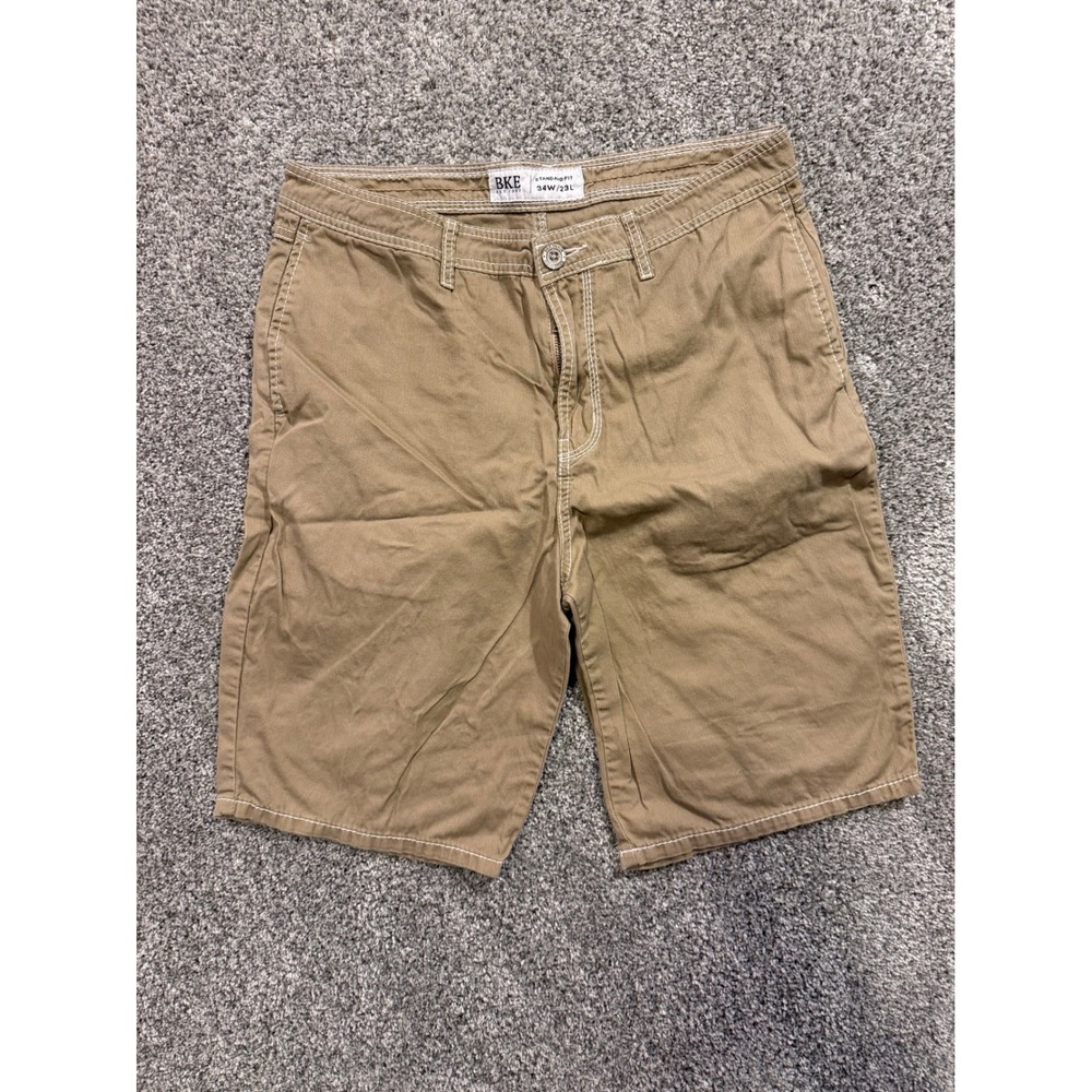 BKE Shorts Men 34 Bwn Jacob Standard Fit Chinchilla Cotton Twill Contrast Stitch